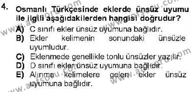 XVI-XIX. Yüzyıllar Türk Dili Dersi 2012 - 2013 Yılı (Final) Dönem Sonu Sınavı 4. Soru