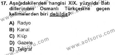 XVI-XIX. Yüzyıllar Türk Dili Dersi 2012 - 2013 Yılı Tek Ders Sınavı 17. Soru