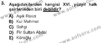 XVI-XIX. Yüzyıllar Türk Dili Dersi 2012 - 2013 Yılı Tek Ders Sınavı 3. Soru