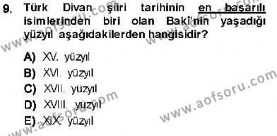 XVI-XIX. Yüzyıllar Türk Dili Dersi 2013 - 2014 Yılı (Vize) Ara Sınavı 9. Soru