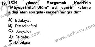 XVI-XIX. Yüzyıllar Türk Dili Dersi 2013 - 2014 Yılı (Final) Dönem Sonu Sınavı 19. Soru