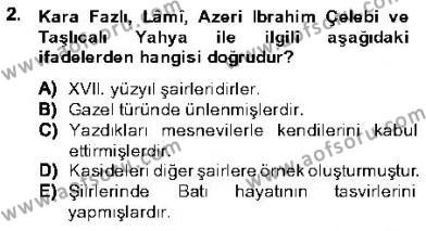 XVI-XIX. Yüzyıllar Türk Dili Dersi 2013 - 2014 Yılı (Final) Dönem Sonu Sınavı 2. Soru