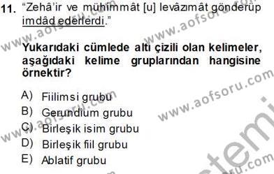 XVI-XIX. Yüzyıllar Türk Dili Dersi 2013 - 2014 Yılı Tek Ders Sınavı 11. Soru