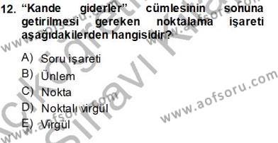 XVI-XIX. Yüzyıllar Türk Dili Dersi 2013 - 2014 Yılı Tek Ders Sınavı 12. Soru