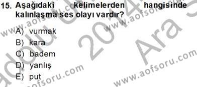 XVI-XIX. Yüzyıllar Türk Dili Dersi 2014 - 2015 Yılı (Vize) Ara Sınavı 15. Soru