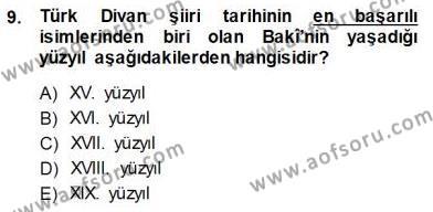XVI-XIX. Yüzyıllar Türk Dili Dersi 2014 - 2015 Yılı (Vize) Ara Sınavı 9. Soru