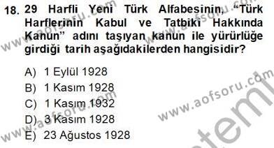 XVI-XIX. Yüzyıllar Türk Dili Dersi 2014 - 2015 Yılı (Final) Dönem Sonu Sınavı 18. Soru