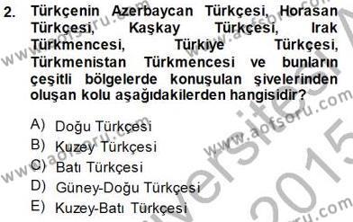 XVI-XIX. Yüzyıllar Türk Dili Dersi 2014 - 2015 Yılı (Final) Dönem Sonu Sınavı 2. Soru