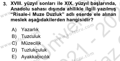 XVI-XIX. Yüzyıllar Türk Dili Dersi 2021 - 2022 Yılı Yaz Okulu Sınavı 3. Soru