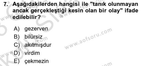 XVI-XIX. Yüzyıllar Türk Dili Dersi 2022 - 2023 Yılı Yaz Okulu Sınavı 7. Soru