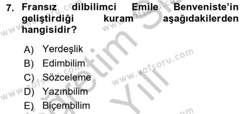 Eleştiri Kuramları Dersi 2016 - 2017 Yılı 3 Ders Sınavı 7. Soru