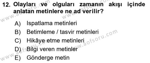 Eleştiri Kuramları Dersi 2017 - 2018 Yılı 3 Ders Sınavı 12. Soru