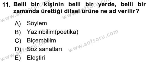 Eleştiri Kuramları Dersi 2018 - 2019 Yılı 3 Ders Sınavı 11. Soru