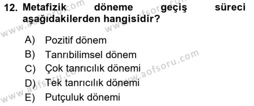 Eleştiri Kuramları Dersi 2018 - 2019 Yılı 3 Ders Sınavı 12. Soru