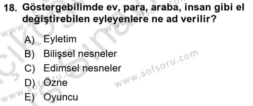 Eleştiri Kuramları Dersi 2018 - 2019 Yılı 3 Ders Sınavı 18. Soru