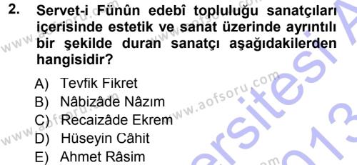 Eleştiri Tarihi Dersi 2012 - 2013 Yılı (Final) Dönem Sonu Sınavı 2. Soru