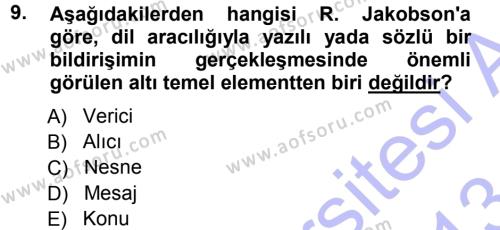 Eleştiri Tarihi Dersi 2012 - 2013 Yılı (Final) Dönem Sonu Sınavı 9. Soru