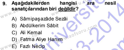 Eleştiri Tarihi Dersi 2013 - 2014 Yılı (Final) Dönem Sonu Sınavı 9. Soru