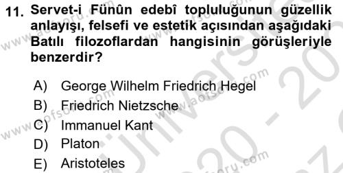 Eleştiri Tarihi Dersi 2020 - 2021 Yılı Yaz Okulu Sınavı 11. Soru