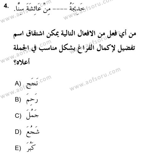 Arapça 2 (APÇ) Dersi 2018 - 2019 Yılı (Vize) Ara Sınavı 4. Soru