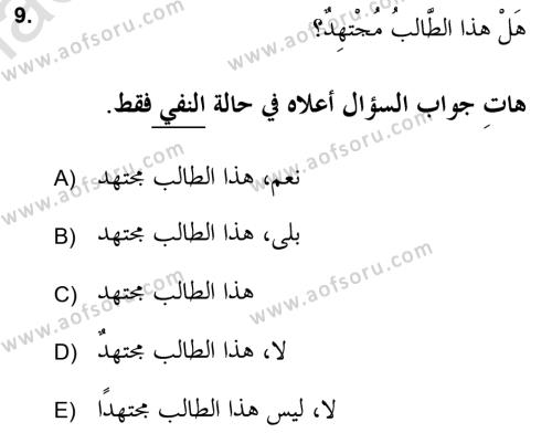 Arapça 2 (APÇ) Dersi 2020 - 2021 Yılı Yaz Okulu Sınavı 9. Soru