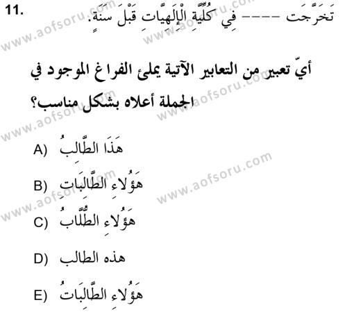 Arapça 2 (APÇ) Dersi 2021 - 2022 Yılı (Final) Dönem Sonu Sınavı 11. Soru