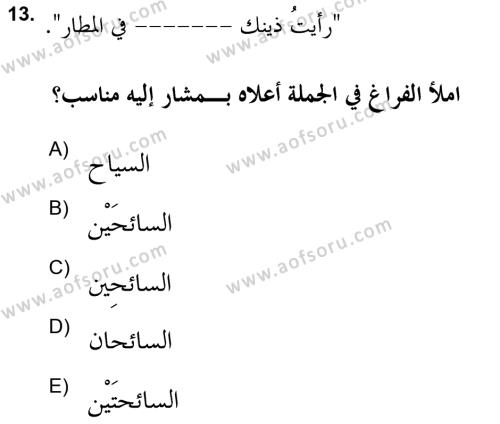 Arapça 2 (APÇ) Dersi 2021 - 2022 Yılı Yaz Okulu Sınavı 13. Soru