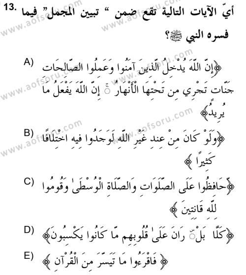 Tefsir Tarihi ve Usulü Dersi 2021 - 2022 Yılı (Vize) Ara Sınavı 13. Soru