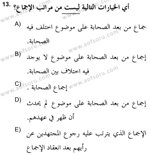 İslam Hukukuna Giriş Dersi 2021 - 2022 Yılı (Vize) Ara Sınavı 13. Soru