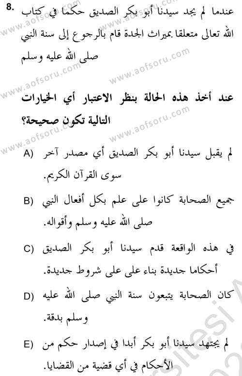 Hadis Dersi 2021 - 2022 Yılı (Vize) Ara Sınavı 8. Soru