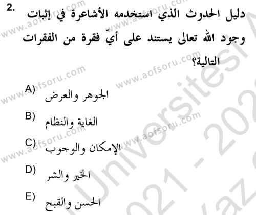 Kelam’a Giriş Dersi 2021 - 2022 Yılı Yaz Okulu Sınavı 2. Soru
