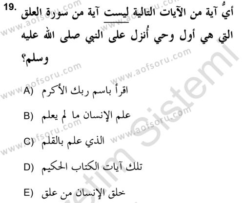 Yaşayan Dünya Dinleri Dersi 2018 - 2019 Yılı 3 Ders Sınavı 19. Soru