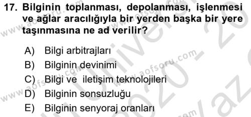 Dış Ticarete Giriş Dersi 2020 - 2021 Yılı Yaz Okulu Sınavı 17. Soru