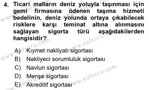 Dış Ticarete Giriş Dersi 2020 - 2021 Yılı Yaz Okulu Sınavı 4. Soru