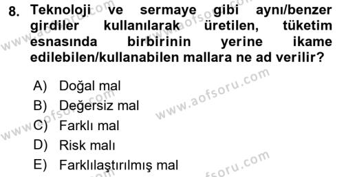 Dış Ticarete Giriş Dersi 2020 - 2021 Yılı Yaz Okulu Sınavı 8. Soru