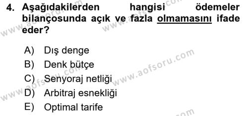 Dış Ticarete Giriş Dersi 2021 - 2022 Yılı (Vize) Ara Sınavı 4. Soru