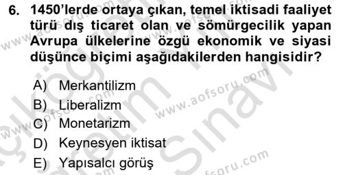 Dış Ticarete Giriş Dersi 2021 - 2022 Yılı (Vize) Ara Sınavı 6. Soru