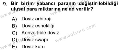 Dış Ticarete Giriş Dersi 2021 - 2022 Yılı (Vize) Ara Sınavı 9. Soru