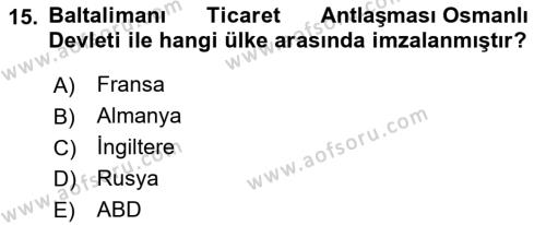 Dış Ticarete Giriş Dersi 2021 - 2022 Yılı (Final) Dönem Sonu Sınavı 15. Soru