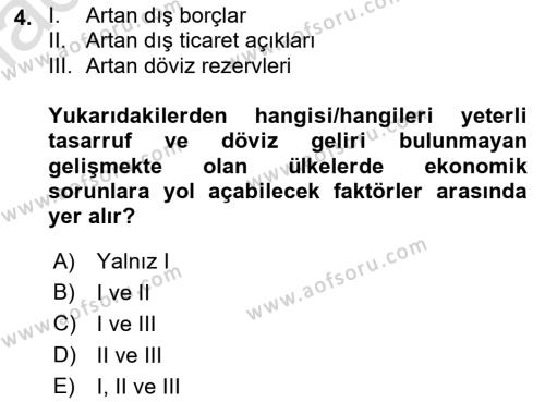 Dış Ticarete Giriş Dersi 2021 - 2022 Yılı Yaz Okulu Sınavı 4. Soru