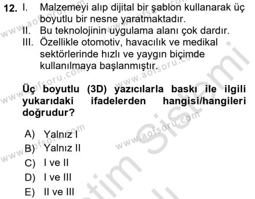 Dış Ticarete Giriş Dersi 2022 - 2023 Yılı Yaz Okulu Sınavı 12. Soru