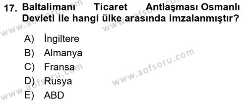 Dış Ticarete Giriş Dersi 2022 - 2023 Yılı Yaz Okulu Sınavı 17. Soru