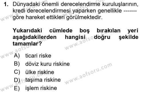 Dış Ticarete Giriş Dersi 2023 - 2024 Yılı (Vize) Ara Sınavı 1. Soru