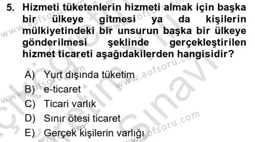 Dış Ticarete Giriş Dersi 2023 - 2024 Yılı (Vize) Ara Sınavı 5. Soru