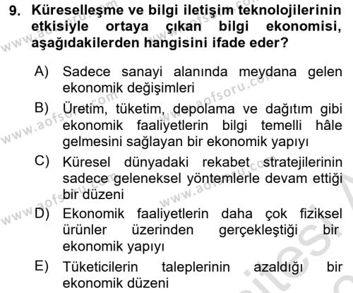 Dış Ticarete Giriş Dersi 2023 - 2024 Yılı (Vize) Ara Sınavı 9. Soru