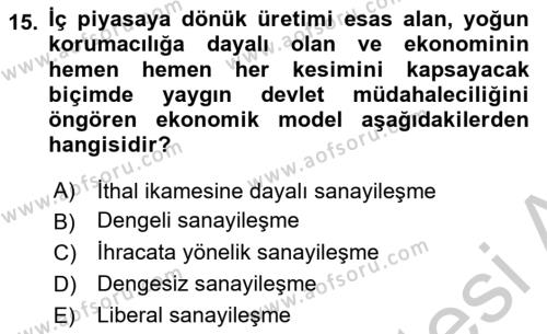 Uluslararası Ticaret Dersi 2016 - 2017 Yılı (Vize) Ara Sınavı 15. Soru