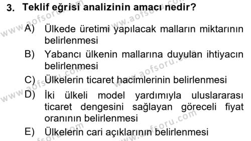 Uluslararası Ticaret Dersi 2016 - 2017 Yılı (Vize) Ara Sınavı 3. Soru