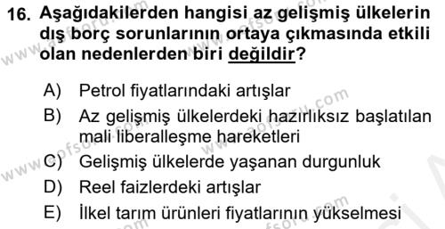 Uluslararası Ticaret Dersi 2017 - 2018 Yılı (Vize) Ara Sınavı 16. Soru