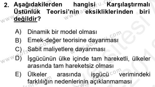 Uluslararası Ticaret Dersi 2017 - 2018 Yılı (Vize) Ara Sınavı 2. Soru