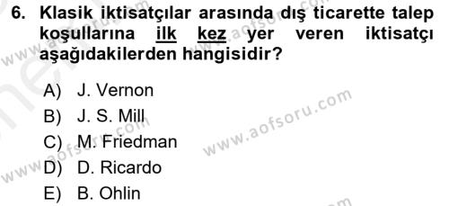 Uluslararası Ticaret Dersi 2017 - 2018 Yılı (Vize) Ara Sınavı 6. Soru